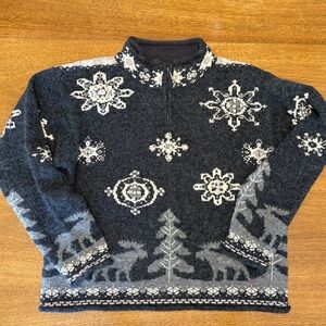 Vintage Women’s S Icelandic Design | 1/4 Zip | Cabincore Classic | Wool